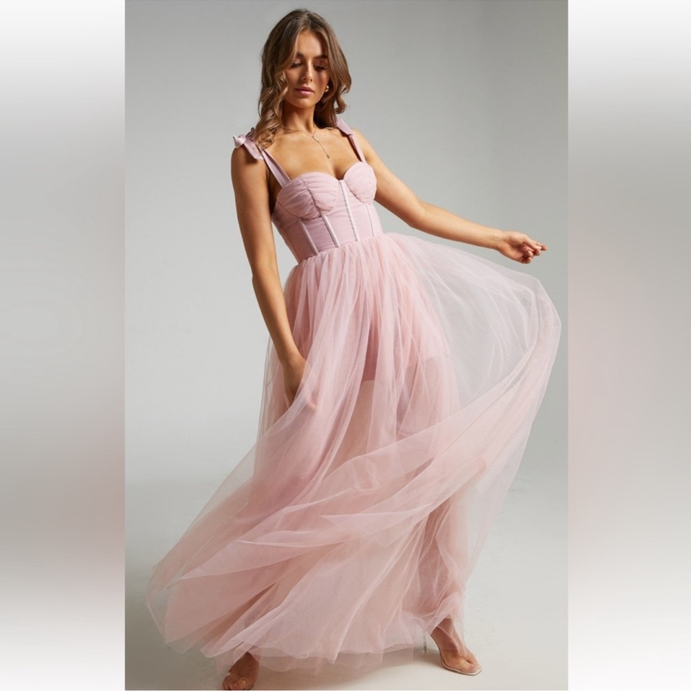NWT Showpo Emmary Bustier Bodice Tulle Gown - Pink